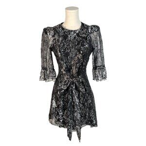 The Vampires Wife x H&M Metallic Silver Lace Dress Size Small